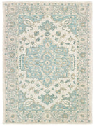 8’ x 10’ Turquoise and Cream Medallion Area Rug