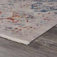 5’ x 8’ Ivory Distressed Floral Area Rug