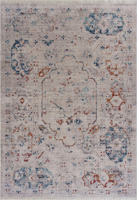 8’ x 10’ Ivory Distressed Floral Area Rug