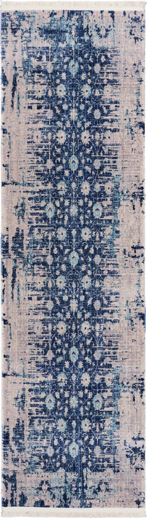 8’ x 10’ Blue and White Abstract Ocean Area Rug