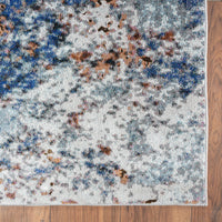 8’ x 10’ Blue and White Abstract Ocean Area Rug