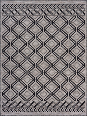 5’ x 7’ Black Geometric Indoor Outdoor Area Rug