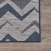 5’ x 7’ Navy Zig Zag Indoor Outdoor Area Rug