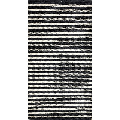 5’ x 7’ Black and White Classic Striped Area Rug