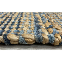5’ x 7’ Blue and Tan Braided Stripe Area Rug
