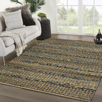 7’ x 9’ Blue and Tan Braided Stripe Area Rug