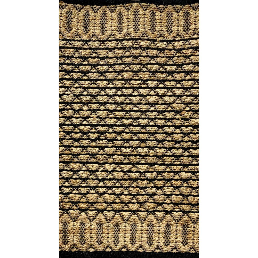 5’ x 7’ Tan and Black Ornate Geometric Area Rug