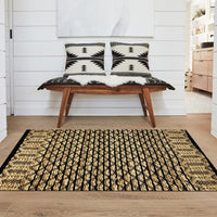 7’ x 9’ Tan and Black Ornate Geometric Area Rug