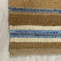 5’ x 7’ Tan and Blue Striped Area Rug