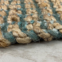 2’ x 3’ Seafoam and Tan Braided Jute Scatter Rug