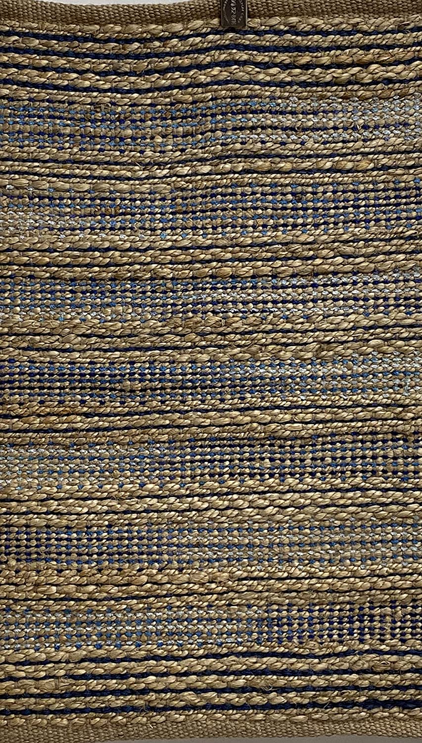 3’ x 4’ Navy and Tan Braided Jute Area Rug