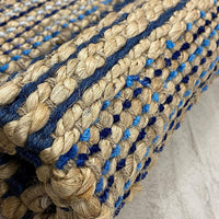 3’ x 4’ Navy and Tan Braided Jute Area Rug