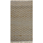 2’ x 4’ Gray and Tan Lattice Fringed Area Rug