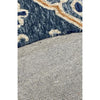 5’ Round Blue Bordered Floral Motifs Area Rug