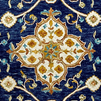 5’ x 7’ Blue and Gold Intricate Floral Area Rug