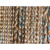 2’ x 5’ Seafoam and Tan Braided Stripe Area Rug