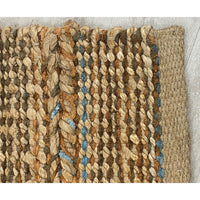 2’ x 5’ Seafoam and Tan Braided Stripe Area Rug
