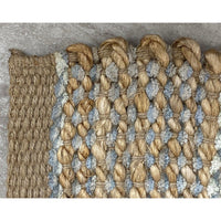3’ x 4’ Soft Blue and Tan Braided Stripe Area Rug