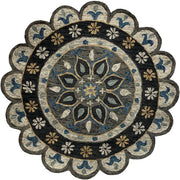 Floral Dreaming Medallion Scalloped Round Rug