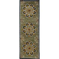 2’ x 7’ Charcoal Floral Medallion Runner Rug