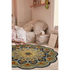 Blooming Oriental Medallion Scalloped Round Rug