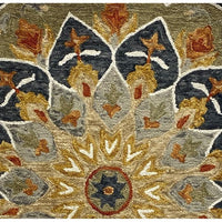 Blooming Oriental Medallion Scalloped Round Rug