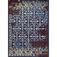 7’ x 9’ Blue Decorative Lattice Area Rug