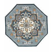 3’ Round Blue Traditional Medallion Area Rug