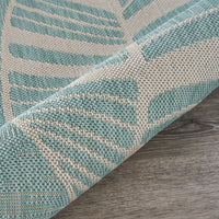 5’ x 7’ Teal Leaves Indoor Outdoor Area Rug