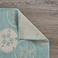 5’ x 7’ Teal Sand Dollars Indoor Outdoor Area Rug