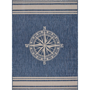 8’ x 10’ Navy Nautical Indoor Outdoor Area Rug