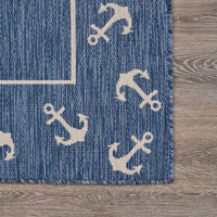 8’ x 10’ Navy Anchor Indoor Outdoor Area Rug