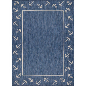 8’ x 10’ Navy Anchor Indoor Outdoor Area Rug