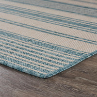 5’ x 7’ Teal Uneven Stripe Indoor Outdoor Area Rug