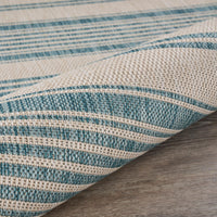 5’ x 7’ Teal Uneven Stripe Indoor Outdoor Area Rug