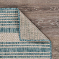 2’ x 3’ Teal Uneven Stripe Indoor Outdoor Scatter Rug
