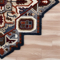 7’ Maroon and Gray Medallion Area Rug