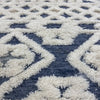 6’ Round Blue and Cream Decorative Area Rug