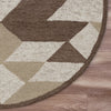 6’ Round Brown Bohemian Geometric Area Rug