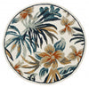 4’ Round Blue and White Tropical Area Rug