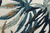 4’ Round Blue and White Tropical Area Rug