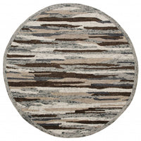 4’ Round Brown and Gray Camouflage Area Rug