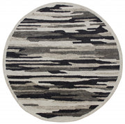 6’ Round Black and Gray Camouflage Area Rug