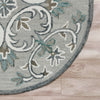 4’ Round Gray and White Filigree Area Rug