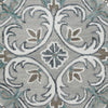 6’ Round Gray and White Filigree Area Rug