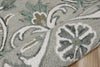 6’ Round Gray and White Filigree Area Rug