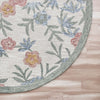 6’ Round Gray Floral Traditional Area Rug
