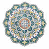 4’ Round Teal Floral Mandala Area Rug