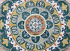 6’ Round Teal Floral Mandala Area Rug
