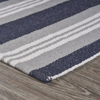 3’ x 4’ Navy and Ivory Striped Runner Rug